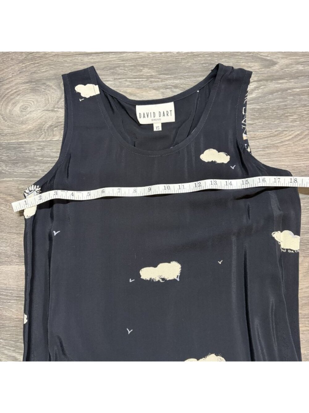 David Dart Sleeveless Maxi Sun Dress XS Whimsical Cloud Butter Mom Black 90s VTG - Picture 6 of 16